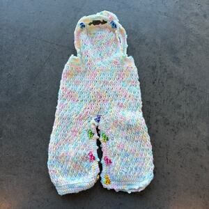 Vintage Y2k My Little Pony Crochet Knit Pastel Overall Jumpsuit 2Y
